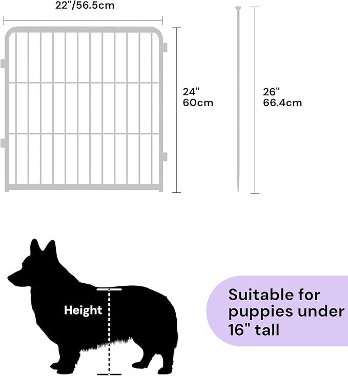 SunsGrove Indoor Dog Playpen, 24 Inch 4 Panels Puppy Play Pen for Indoors, Easy Setup Anti-Rust Pet Fence, White