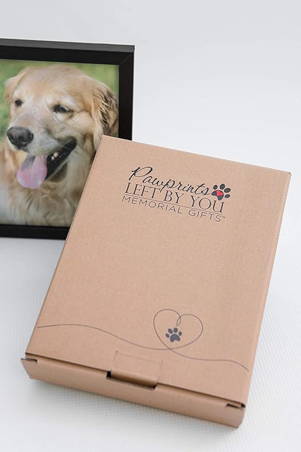 Pawprints Pet Memorial Frame with Pawprints Left by You Poem - Touching Dog Sympathy Gift for Pet Loss Remembrance (Personalized Poem Art with Ash Vial)