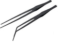 Stainless Steel Long Reptile Feeding Tweezer Set,2pcs/Pack,11''/15''/19'' Feeding Tongs,Thickened Non-Slip Handle with Straight & Curved Tips for Aquariums, Turtles, Lizards (2pcs-11'')