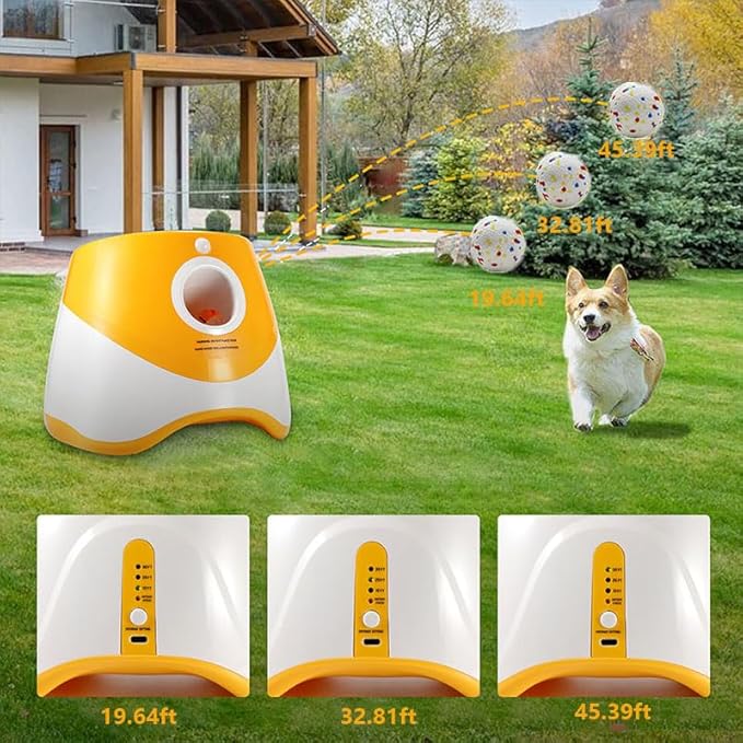 Interactive Dog Toys - Automatic Tennis Ball Launcher for Medium to Large Dogs, Outdoor Exercise & Training, Perfect Home Dog Toy 3 Ball (Orange, Large)