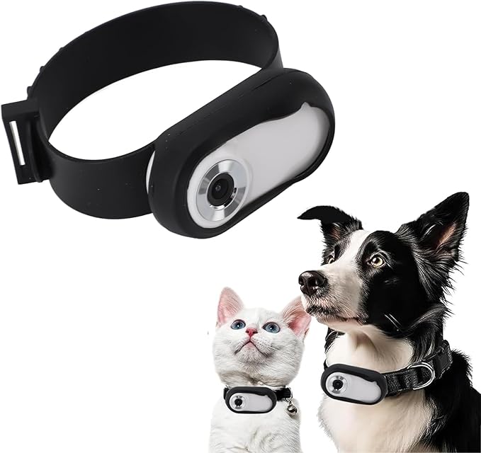 1080P Dog Collar Camera, Wireless Pet Camera with 0.96 inch LCD Display, 170° Wide Angle, USB Rechargeable Mini Camera for Dogs Cats