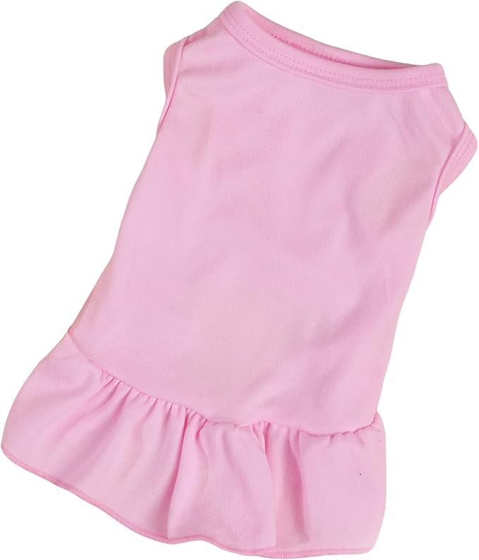 Dog Dresses Cat Skirt Solid Color Dog Clothes Summer Sleeveless Puppy Girl Clothes for Small Pet Dogs Cats (Pink, Small)