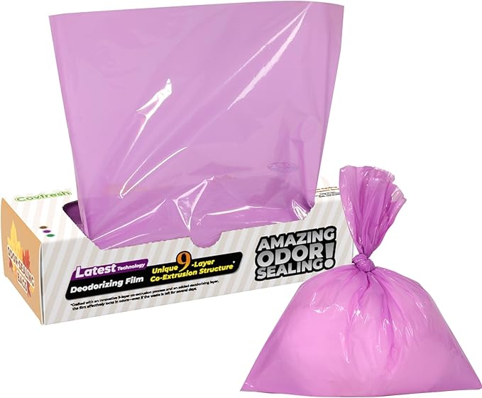 Odor-Sealing Cat Litter Bags - 220 Count Unscented Cat Poop Bags with Strong Odor Control, Leakproof & Durable Pet Waste Bags (Size:S, Color: Purple)