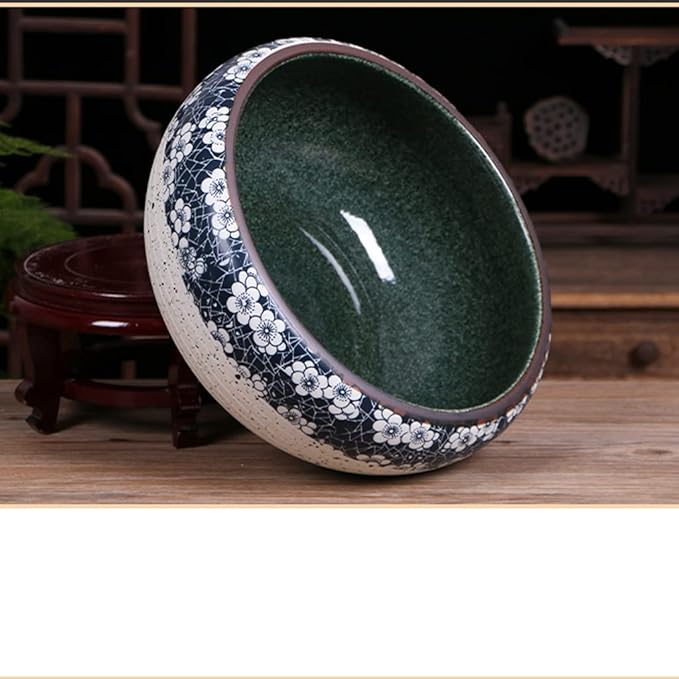 Aquarium Ceramic Goldfish Bowl Fish Tank Living Room Home Desktop Fish Culture Cylinder Feng Shui Lucky Fish Bowl Fish Tank Decorations (Color : A, Size : 41CM)
