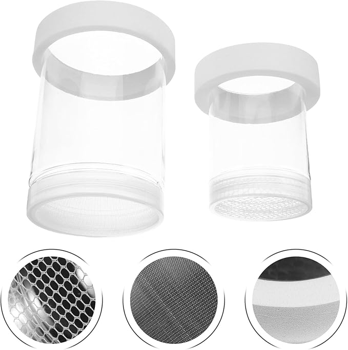 Floating Guppy Breeding Box with Fine and Coarse Mesh Nets, Fish Hatchery Isolation Tank for Aquarium Fry Nursery and Shrimp Breeding, White Small and Medium Size Set