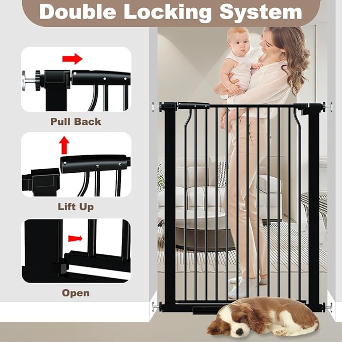 40.55" Extra Tall and Wide Baby & Dog Gate, 68.6-71.2 in, Pressure Mounted, Black