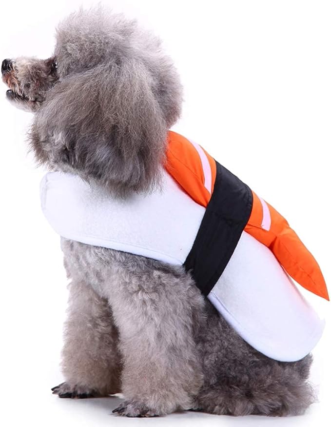 Halloween Fancy Fleece Dogs Cats Warm Costumes Coat Shrimp Sushi for Teddy, Pug, Chihuahua, Shih Tzu, Yorkshire Terriers, Papillon V-Sushi M