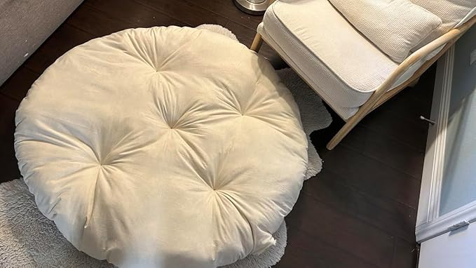 Round Dog Bed Insert Natural – Muslin Cotton Cover with Raw Cotton Filling, Breathable, Plastic-Free, Replacement Cushion (X Large 42" x 4")