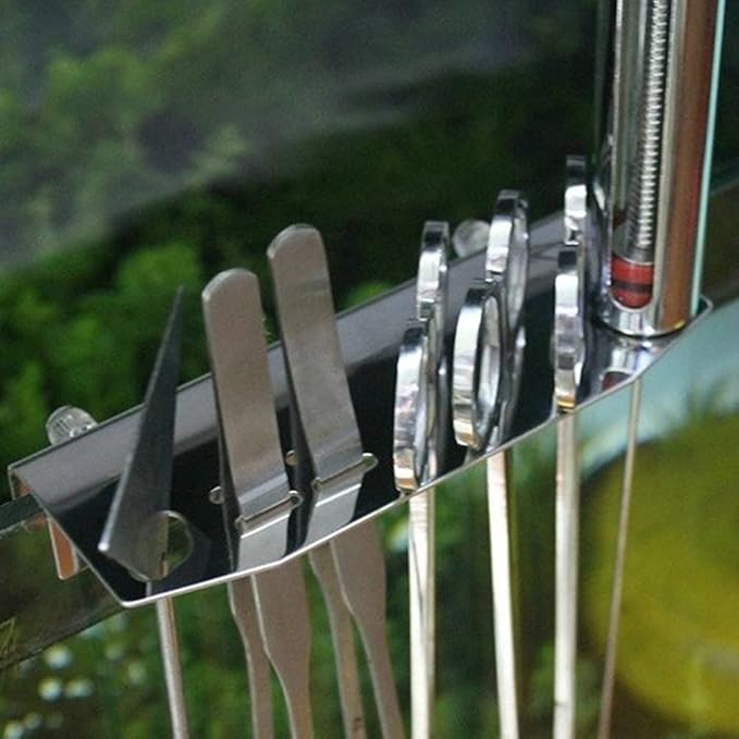 POPETPOP Multi-use Aquarium Tool Holder Stainless Steel Mountable to Cabinet or Cylinder Wall for Scissors Tweezers