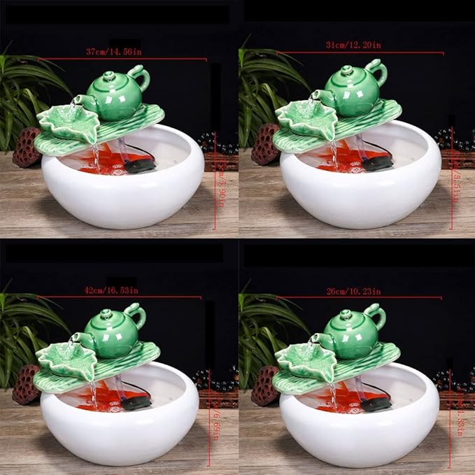 Fish Tank Aquarium Fish Tankchinese Style Ceramic Flow Water Fountain Office Living Room Table Top Fish Culture Bowl Aquarium Starter Kits Glass Fish Tank(B,37cm)
