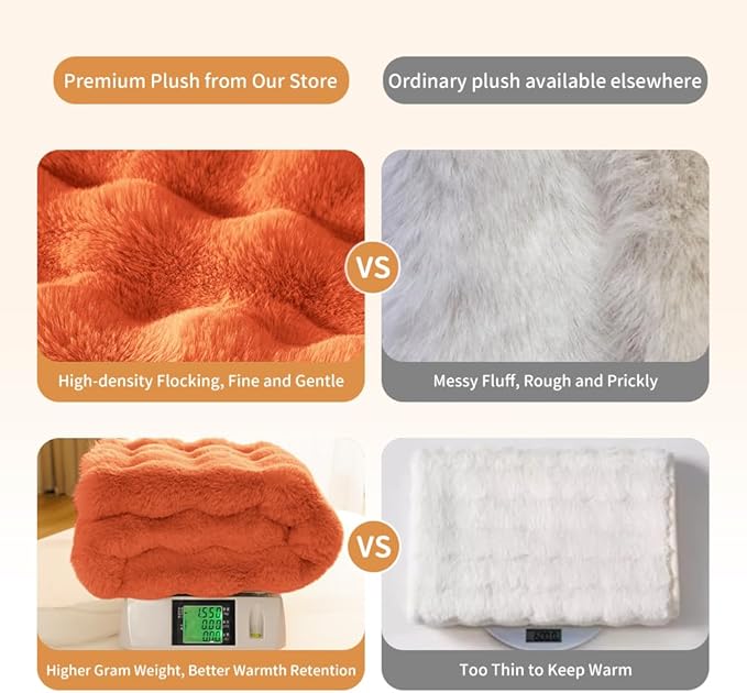 Self-Warming Cat Blanket for Indoor Cats & Small Dogs, Dual-Side Sherpa Plush Throw, Anti-Static Shared Couch Mat for Crate & Travel, Machine Washable No Shrink, 28x22 Inch Orange