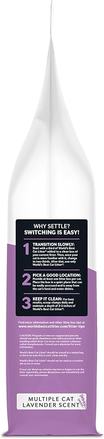 WORLD'S BEST CAT LITTER Multiple Cat Lavender Scented 32-Pounds - Natural Ingredients, Quick Clumping, Flushable, 99% Dust Free & Made in USA - Calming Fragrance & Long-Lasting Odor Control