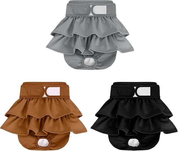 Reusable Dog Diapers Female 3 Pack Washable Highly Absorbent, Flexible, Leak-Proof for Dog Period, Heat Incontinence, Potty Training