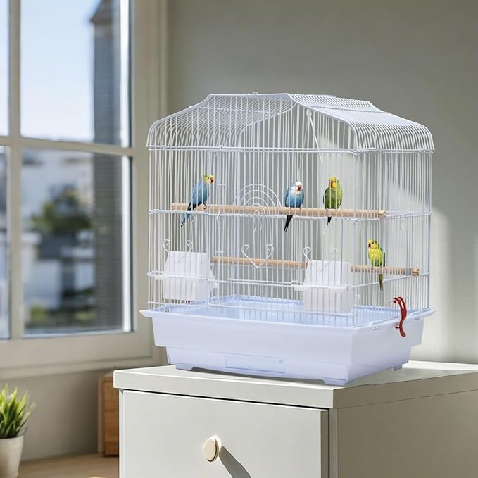 Travel Bird Cage 20.5×18.1×14.2 in Portable Birdcage with Handle and Perches for Small Parrots Canaries Cockatiels Lovebirds Finches Budgies Conures