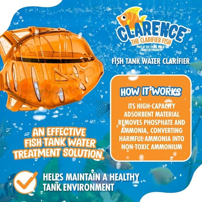 Aquarium Water Clarifier | Clear Cloudy Fish Tank Water Treatment, Safe for Freshwater & Saltwater Fish and Plants - Orange, 1 Pack