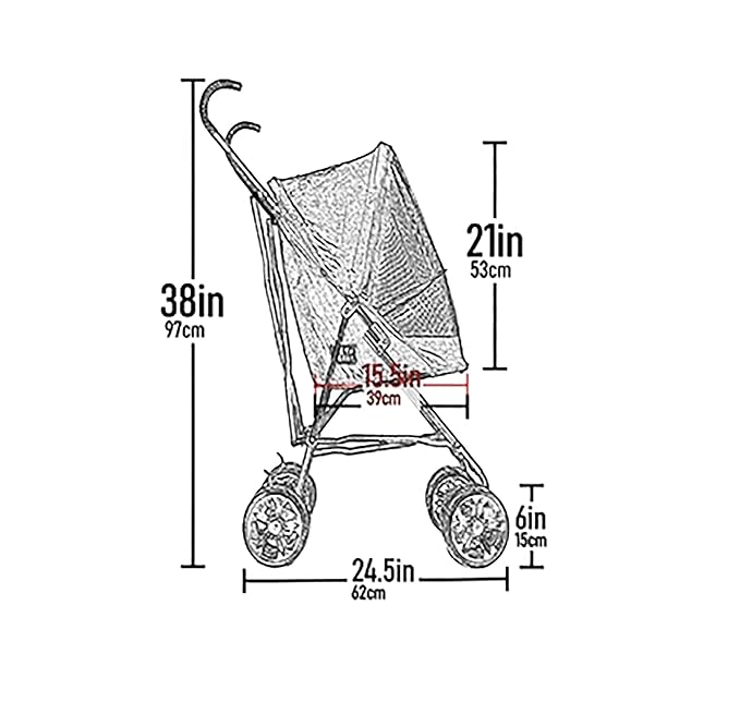 Pet Gear Travel Lite Plus Stroller, Compact, Easy Fold, No Assembly Required, Large Wheels for Cats and Dogs up to 15 pounds, Onyx
