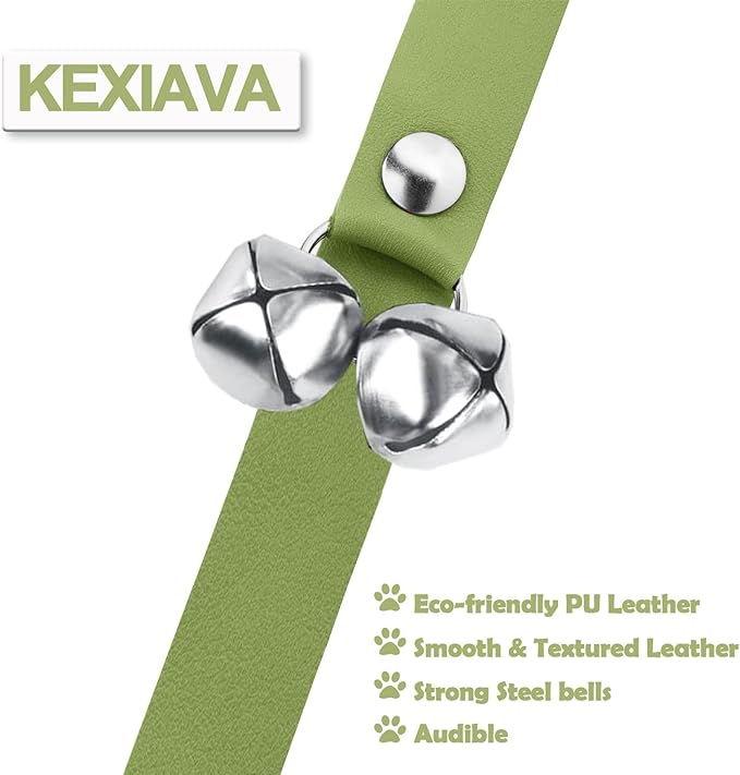 Leather Dog Bells, Puppy Potty Training Bell Dog Doorbell Potty Train Dog Bell for Potty Training Door Bells for Dogs to Ring to Go Outside Jingle Bells (Leather Green, Paw 1 PCS)