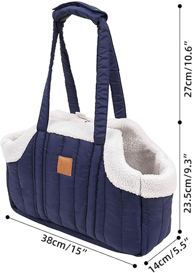 Winter Fleece Warm Dog Tote Bag, 2024 New Small Dog Carrier Purse, Waterproof Pet Travel Handbag, Carrier Purse with Secure Harness Clip for Shopping, Hiking and Walking (Green)