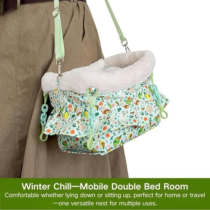 2 in 1 Warm Bird Carrier Bag, Bird Hammock Bed for Cage, Winter Travel Bag, Portable Parrot Outing Bag for Lovebird, Budgie, Conure, Quaker, Small Medium Birds (Yellow,Large)