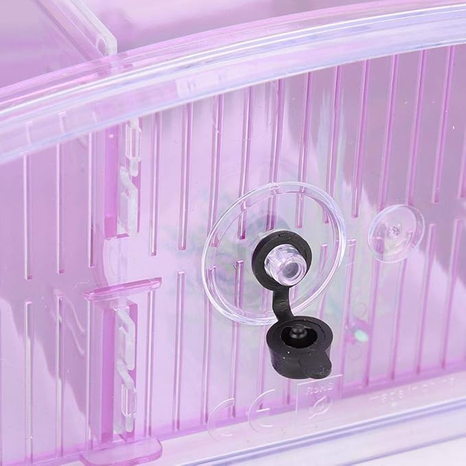 Acrylic Aquarium Isolation Box,Mini Fish Tank Breeding Hatchery Small Fishes Incubator with Three Divisions and LED Light(Purple)