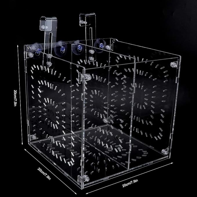 Fish Tank Breeding Box Acrylic Isolation Incubation, Adjustable Height, Transparent - Durable Material, Stable Attachment, Ideal for Aggressive and Sick Fish (20MC *20CM*20CM)