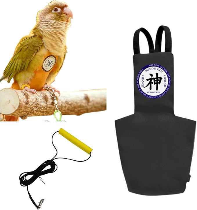 MANON ROSA Bird Diapers Leash Set Washable Reusable Handmade Flight Suit Waterproof Inner Layer - Protective Parrot Nappy Clothes Parakeets Macaws Budgies Canaries (Red7,Caique)