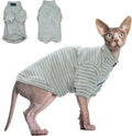 Sphynx Cat Sweater Hairless Cat Clothes Sweater Shirt Soft Warm Long Sleeves Pullover Pet Clothes Pajamas Dog Cloth for Small Dogs Jumpsuit Pet Sweaters (Striped, Medium)