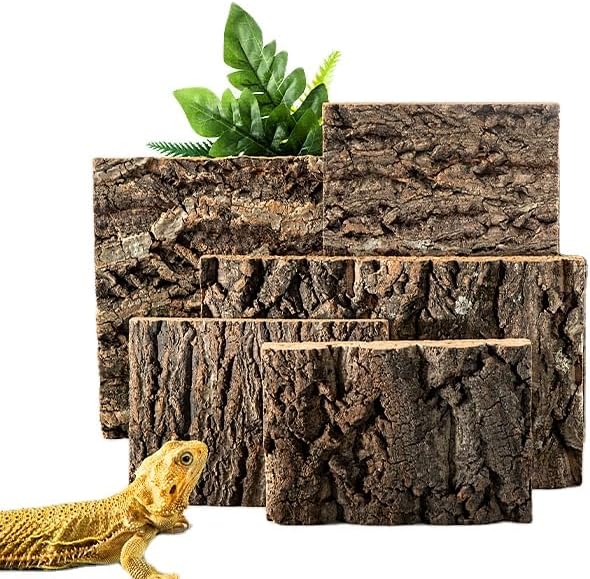 Natural Reptile Cork Tile Background – Tree Bark Terrarium Decoration and Climbing Wall Mat for Lizards, Snakes, Frogs, Turtles – Enhances Habitat, Climbing, and Display (29.2 * 17.7cm)