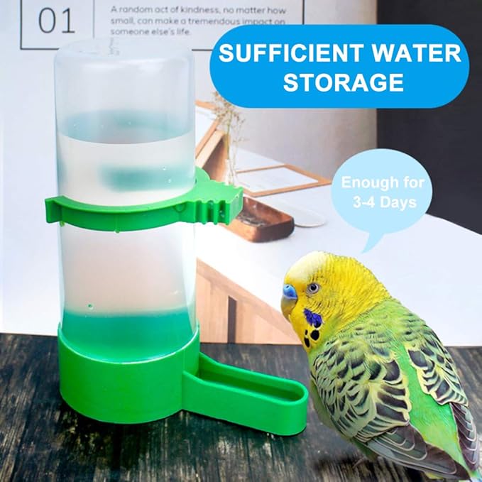 Bird Water & Food Dispenser Set, Automatic Feeder - 2x 90ml Water, 1x 150ml Food Feeder, BPA Free, for Parrots, Lovebirds, Cockatiel