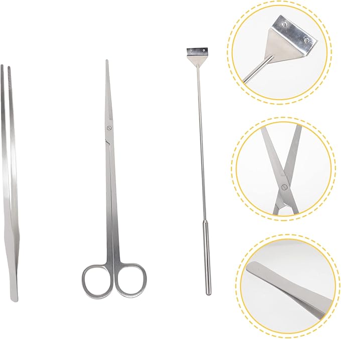 1Set Aquarium Aquascaping Tool Long Handle Kit with Scraper Scissor and for Effortless Fish Tank Maintenance