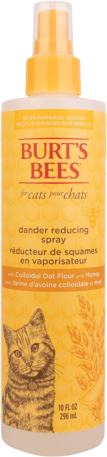 Burt's Bees for Pets Dander Reducing Cat Spray with Colloidal Oat Flour and Honey - Cat Dander Remover Gives Dry Skin Relief for Cats, Essential Kitten Supplies for Allergy Relief, 10 Fl Oz - 2 Pack