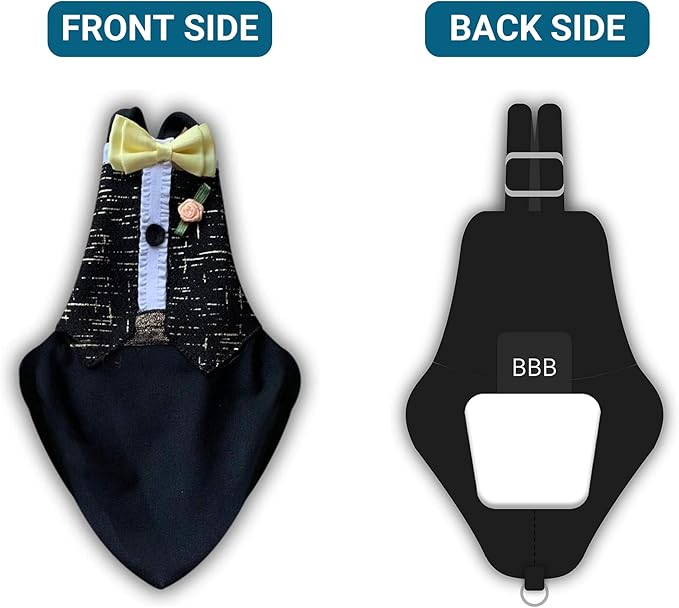 Bev's Bird Boutique Regular Flyper Adjustable Bird Diaper | Reusable, Washable Cloth | Comfort Fit for Parrot, Cockatiels, & Other Small Birds | Fashionable Avian Accessories, Tuxedo, Size 8