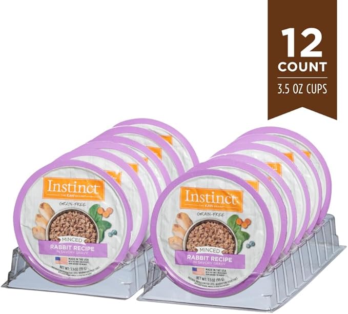 Instinct Original Minced Natural Wet Cat Food, Grain Free Recipe - Real Rabbit, 3.5 oz. Cups (Pack of 12)