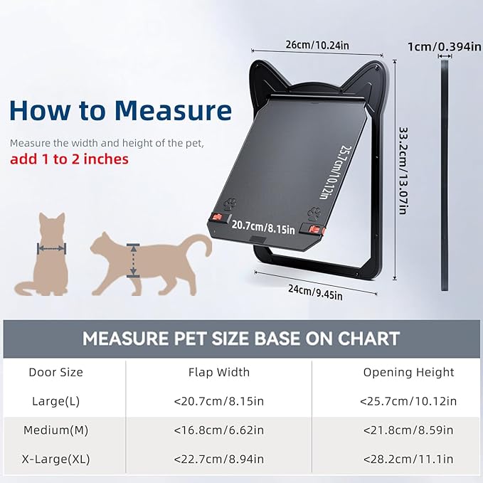 Pet Screen Door for Medium Dogs & Cats - Heavy Duty Magnetic Lockable Flap, Inside Door 10.12x8.15inch, Easy Install for Sliding Glass/Patio Doors Screen, Scratch-Resistant & Security Latch (Size L)