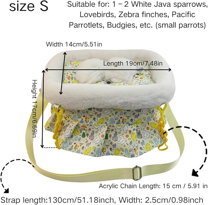 2 in 1 Warm Bird Carrier Bag, Bird Hammock Bed for Cage, Winter Travel Bag, Portable Parrot Outing Bag for Lovebird, Budgie, Conure, Quaker, Small Medium Birds (Green,Small)