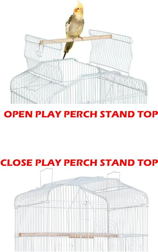 Large Open/Close Play Perch Stand Top Canary Parakeet Cockatiel Lovebird Finch Bird Home Cage with Side Nesting Box Doors