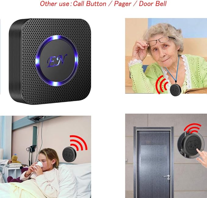 EverNary Dog Door Bell Wireless Doggie Doorbells for Potty Training with Waterproof Touch Button Dog Bells Included 2 Receiver and 3 Transmitters