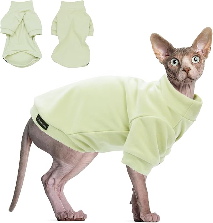 Sphynx Cat Clothes Hairless Cat Sweater Shirt Soft Warm Long Sleeves Pullover Pet Clothes Pajamas Dog Cloth for Small Dogs Kitten Clothes Pet Sweaters (Light Green, XL)