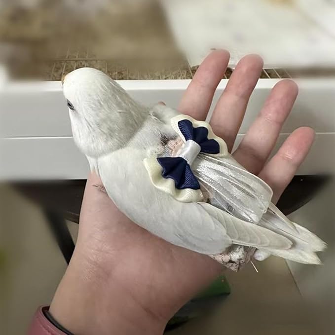Bird Diaper Cockatiel Clothes Flight Suite, Reusable Parrot Nappy with Waterproof Inner Layer, Cute Pigeon Pants Urine Wet Suit Costume for Conure Macaw (Blue A,XL)