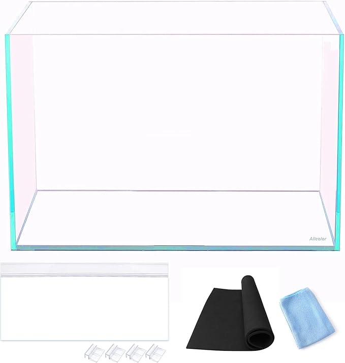 Ultra Clear Rimless Aquarium Tank 6-60 gallons Low Iron Glass (21Gal - Top Glass Canopy)