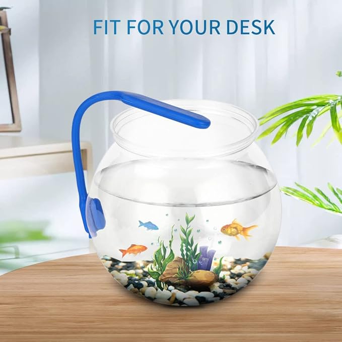 Mini Fish ,Classic Drum Fish Bowl Transparent Plastic Round Bowl Aquarium 360° View of Aquarium Centerpiece or Terrarium 8.27x7 Inch(L)