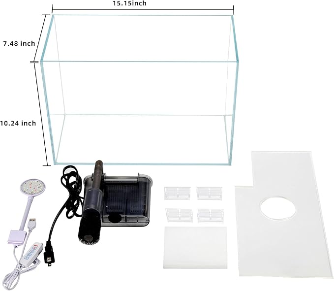 5 Gallon Glass Small Fish Tank with Filter Light and Lid, Betta Aquarium Starter Kits