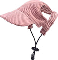 Dog Baseball Cap, Dog Cat Summer Beach Visor Hat with Ear Holes, Adjustable Puppy Sunbonnet Headdress (Pink, Medium)