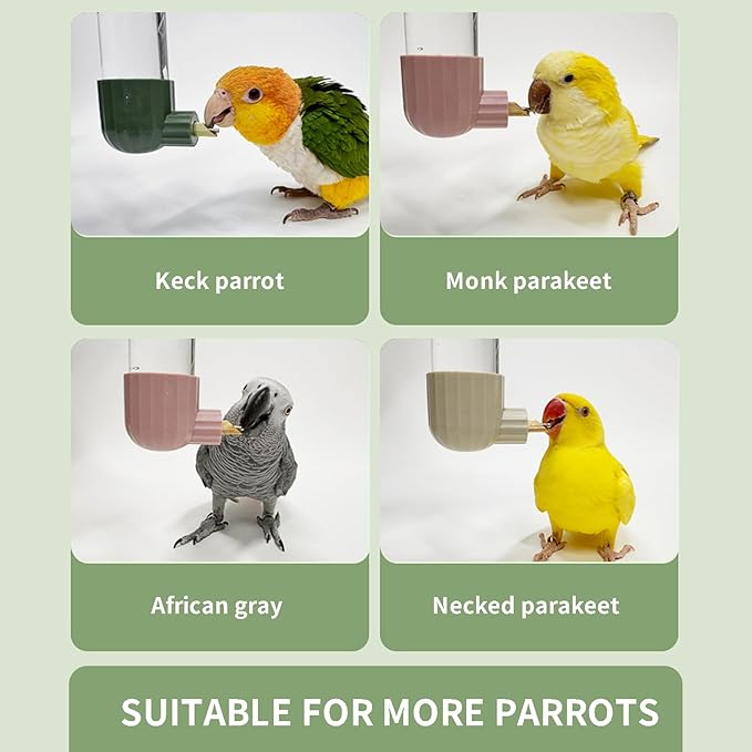 AOTU 9.4 Fl Oz Bird Water Dispenser Automatic Bird Water Feeder for Cage with Spring Valve, Clear Cage Water Drinker for Cockatiels Budgies Green-cheeked Conure African Grey Sun Conure