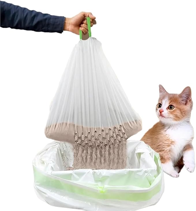 7-Piece Set Thickened Cat Litter Bags with Filter Holes, Large Capacity Drawstring Waste Bags(94 x 45.7cm)