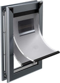 MAVRICFLEX Heavy Duty XL Dog Door with Double Sliding Lock Panels, Energy Efficient Aluminum Doggie Door, Magnetic Double Flaps Dog Door for Dogs Up to 220LBS, Extra-Large, Dark Gray