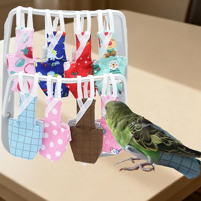 4pcs Bird Diaper Parrot Flight Suit with Waterproof Inner Layer Pigeon Pants Parrot Nappy Reusable Cockatiel Clothes Adjustable for Parakeet Mini Macaw Budgie Canary - color1 XS