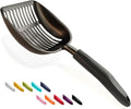 WePet Cat Litter Scoop, Non-Stick Plated Aluminum Alloy Sifter, Kitty Durable Metal Scooper, Deep Shovel, Long Handle, Kitten Pooper Lifter, Size Large, Coated Black Body with Black Handle