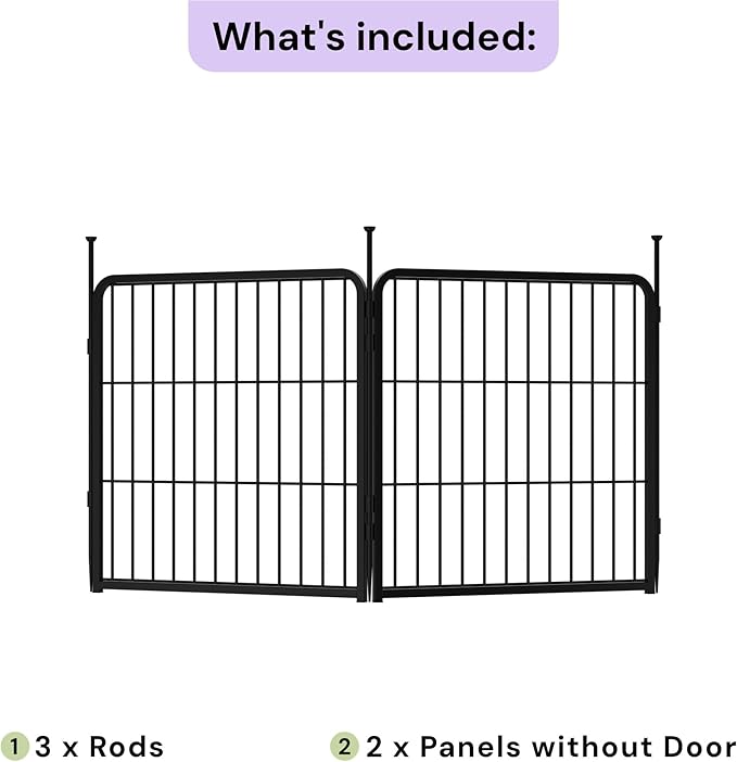 SunsGrove Dog Playpen Outdoor, Heavy Duty 40 Inch 2 Panels Play Pen for Medium and Large Dogs, Free and Safe Play Dog Fence, Black