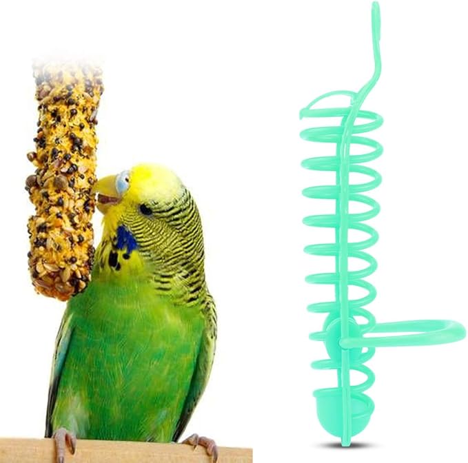 Millet Holder, Parrots Feeder Basket, Bird Food Holder, Parrot Foraging Stand for Pet Bird Vegetable Fruit Feeder (Green)